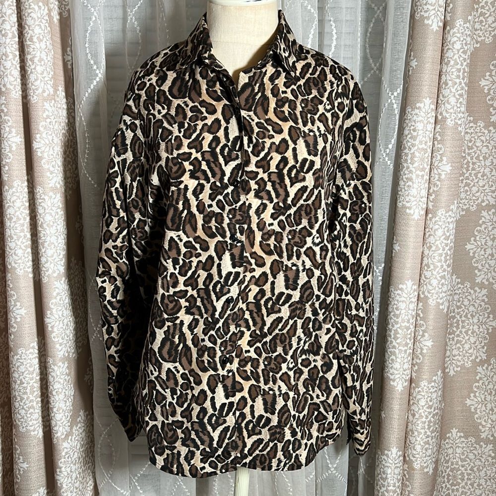 Sag Harbor Leopard Print Long Sleeve Top Size 10